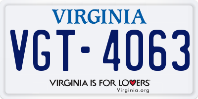 VA license plate VGT4063