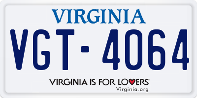 VA license plate VGT4064