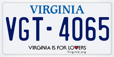 VA license plate VGT4065
