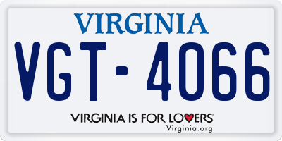 VA license plate VGT4066