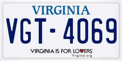 VA license plate VGT4069