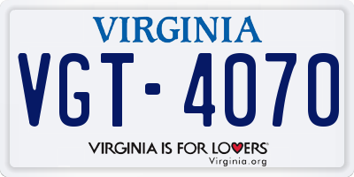 VA license plate VGT4070