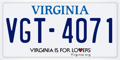 VA license plate VGT4071