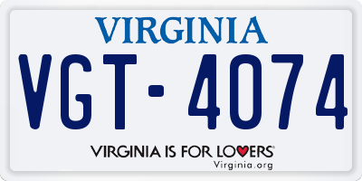 VA license plate VGT4074