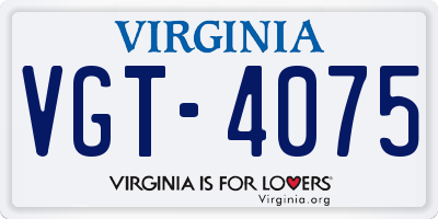 VA license plate VGT4075