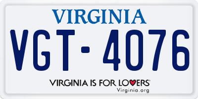 VA license plate VGT4076