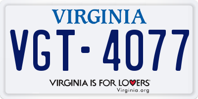 VA license plate VGT4077