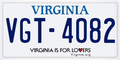 VA license plate VGT4082