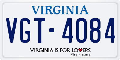 VA license plate VGT4084