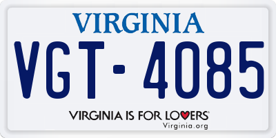 VA license plate VGT4085