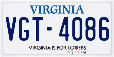 VA license plate VGT4086
