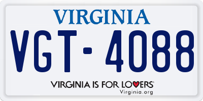 VA license plate VGT4088