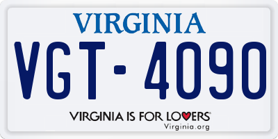VA license plate VGT4090
