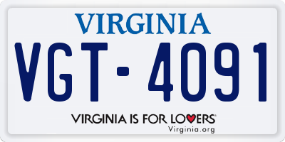 VA license plate VGT4091