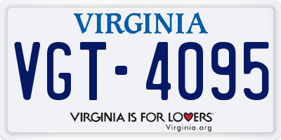 VA license plate VGT4095