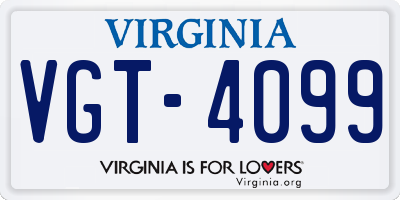 VA license plate VGT4099