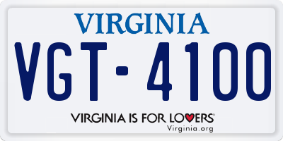 VA license plate VGT4100
