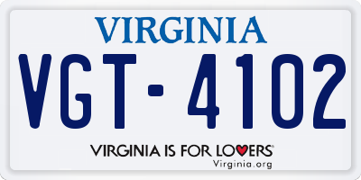 VA license plate VGT4102