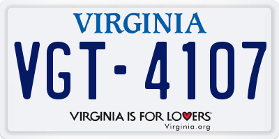 VA license plate VGT4107