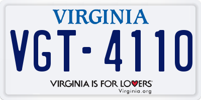 VA license plate VGT4110