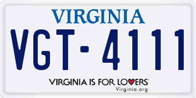 VA license plate VGT4111