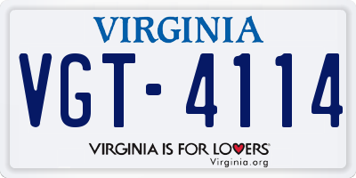 VA license plate VGT4114
