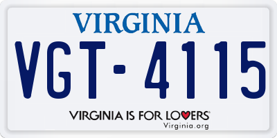 VA license plate VGT4115
