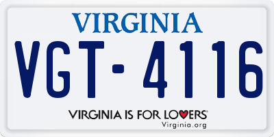 VA license plate VGT4116