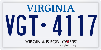 VA license plate VGT4117