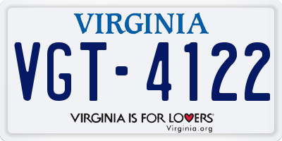VA license plate VGT4122