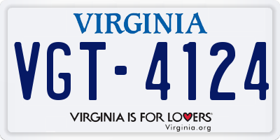 VA license plate VGT4124