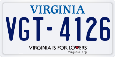 VA license plate VGT4126