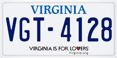VA license plate VGT4128