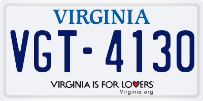 VA license plate VGT4130