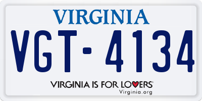 VA license plate VGT4134