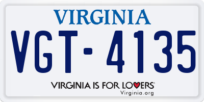 VA license plate VGT4135