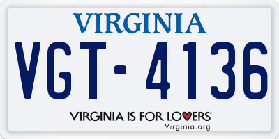 VA license plate VGT4136