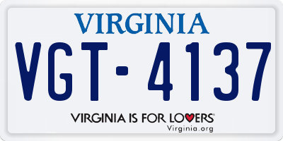 VA license plate VGT4137
