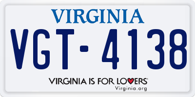 VA license plate VGT4138