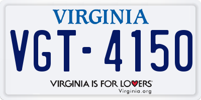 VA license plate VGT4150