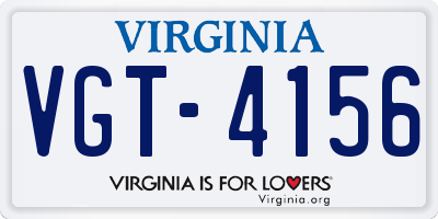 VA license plate VGT4156