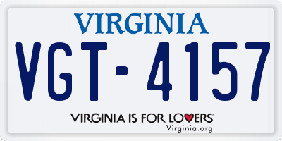 VA license plate VGT4157