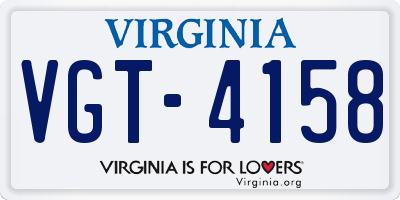 VA license plate VGT4158