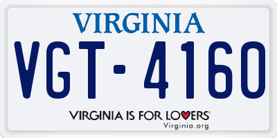 VA license plate VGT4160