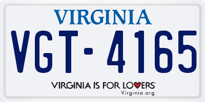 VA license plate VGT4165