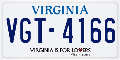 VA license plate VGT4166