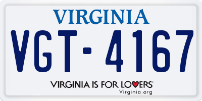 VA license plate VGT4167
