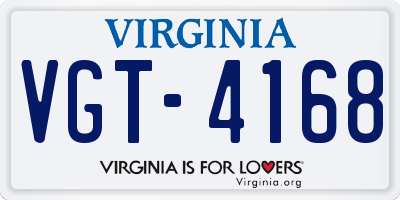 VA license plate VGT4168