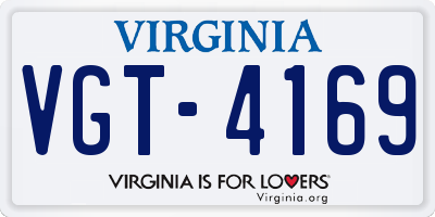 VA license plate VGT4169