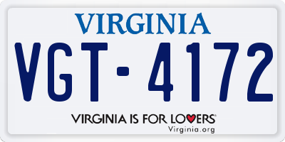 VA license plate VGT4172